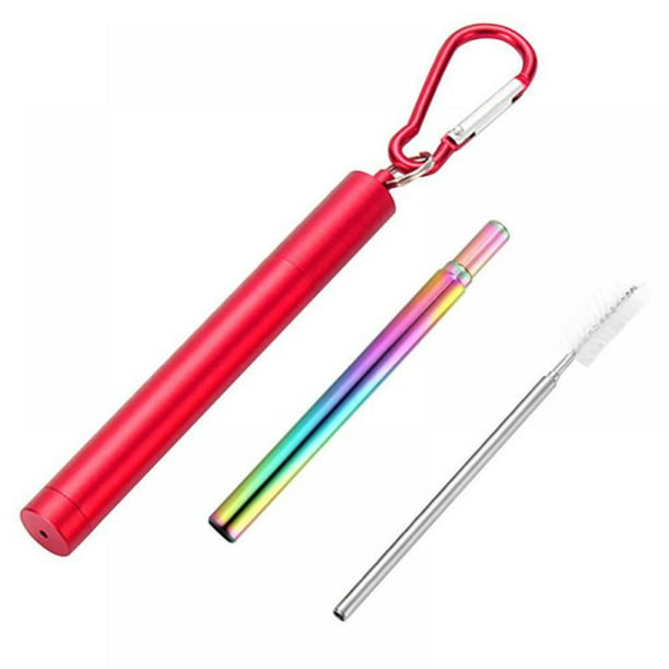 Reusable Telescopic Straws Collapsible Metal Straw with Brush Storage Box 